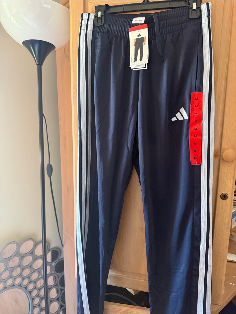 adidas Navy Kids Track Pants with White Stripes